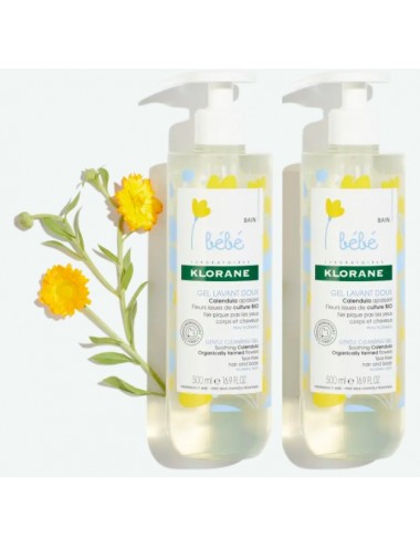 Klorane Bébé Gel lavant doux au Calendula 2x500ml