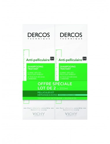 Vichy LOT*2 Dercos Technique Antipelliculaire Shampooing traitant pellicules & démangeaisons cheveux normaux à gras