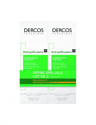 Vichy LOT*2 Dercos Shampooing Antipelliculaire & démangeaisons cheveux secs 200ml