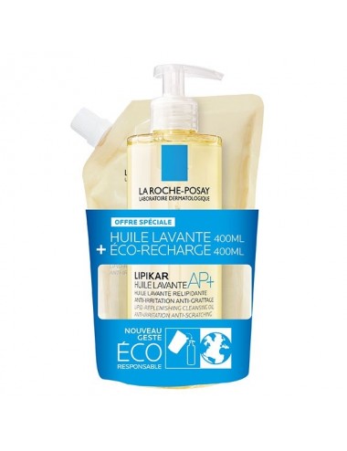 La Roche Posay Lipikar Huile Lavante AP+ Relipidante 400ml + Éco-Recharge 400ml