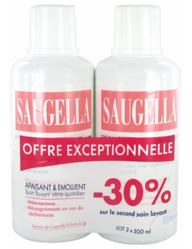 Saugella Poligyn Apaisant et Emollient Soin Lavant Intime Lot de 2 x 500 ml