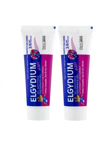 Elgydium Kids Grenadine Dentifrice Enfant 3/6 ans 2x50ml