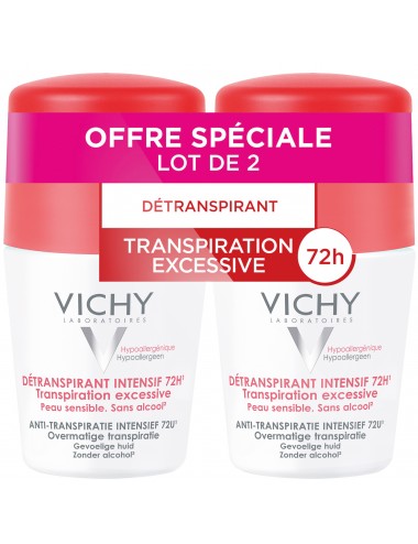 Vichy LOT*2 Détranspirant intensif 72h - Roll-on 50ml