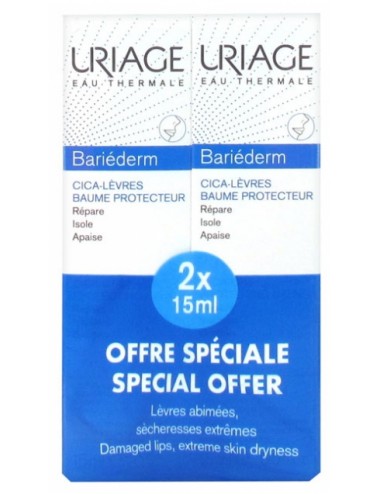 Uriage Bariéderm - Cica-Lèvres - Tube à embout biseauté 15ml - Lot de 2