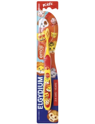 Elgydium Kids Emoji 2/6 ans - Brosse à Dents pour Enfant - Souple