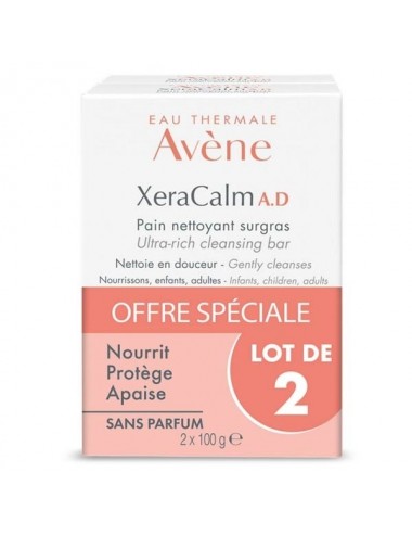 Avène XeraCalm A.D Pain Nettoyant Surgras Lot de 2 x 100g