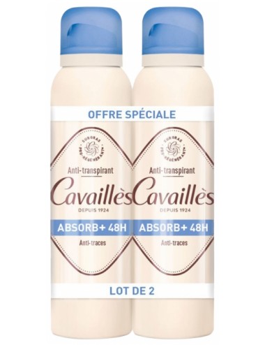 Rogé Cavaillès Déodorant Anti-transpirant Absorb+ 48h Spray Lot de 2 x 150ml