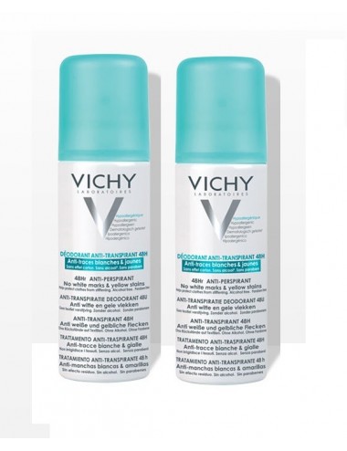 Vichy Déodorant Aérosol anti transpirant 48h Anti-Traces Lot de 2 x 125ml