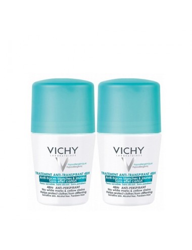 Vichy LOT*2 Bille Anti-Transpirant 48H, Anti-Traces, Sans Effet Carton