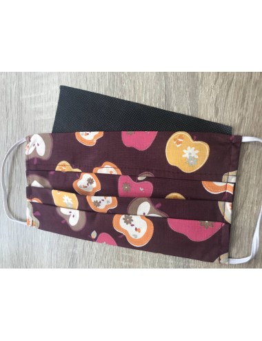 Masque réutilisable "Prune Fruits" 100% coton- Lavable 30 fois