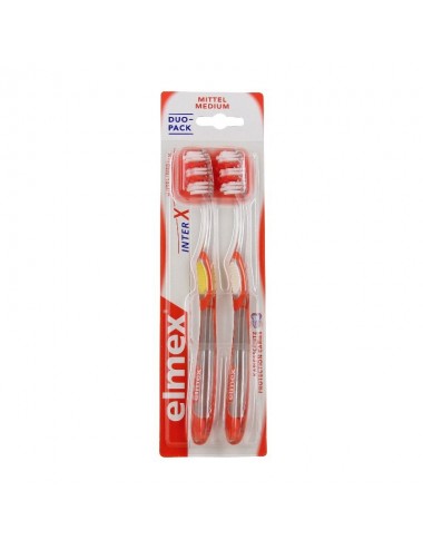 Elmex Lot Brosse à Dents Anti-Caries InterX medium tête standard - x2