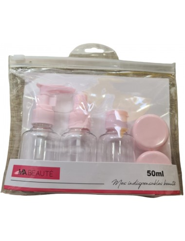 Trousse de Voyage pour Avion - 3 Flacons Vides de 50ml et 2 Pots Vides de 10g