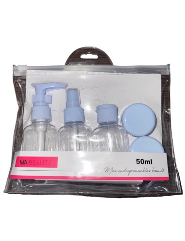 Trousse de Voyage pour Avion - 3 Flacons Vides de 50ml et 2 Pots Vides de 10g