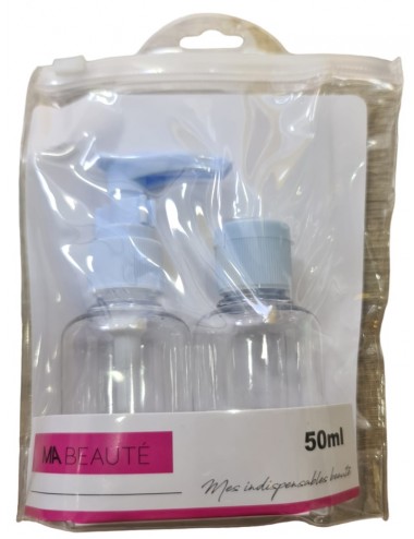 Trousse de Voyage pour Avion - 2 Flacons Vides de 50ml