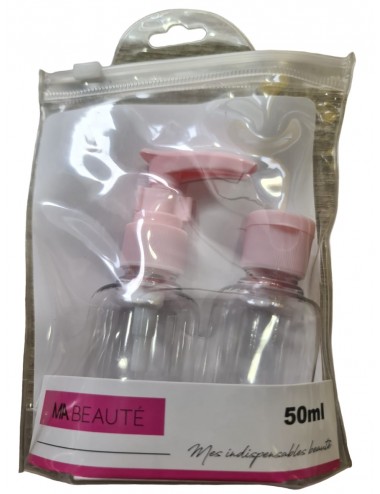 Trousse de Voyage pour Avion - 2 Flacons Vides de 50ml