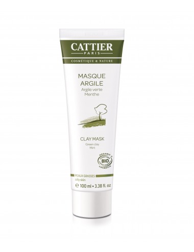 Cattier Masque Argile Verte Menthe Peaux Grasses 100ml