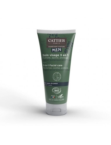 Cattier Homme Soin visage 3-en-1 Hydrate Apaise Potège 50 ml