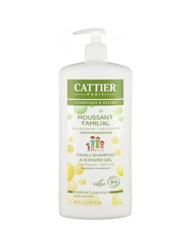 Cattier Moussant Familial Eau de Bleuet Lactosérum Bio 1L