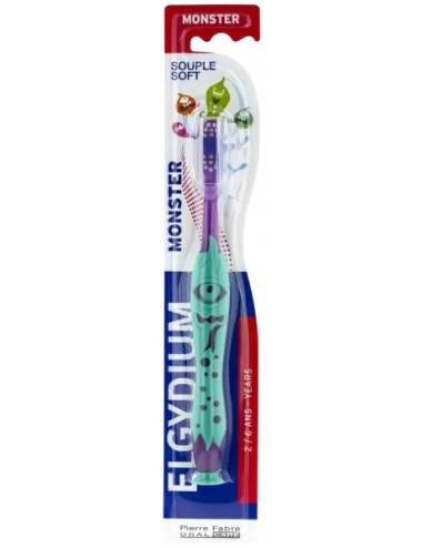 Elgydium Kids Monster 2/6 ans - Brosse à Dents pour Enfant - Souple