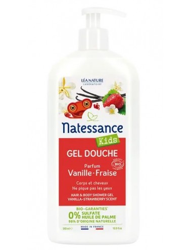 Natessance Kids Gel douche corps et cheveux Vanille-Fraise 500ml 