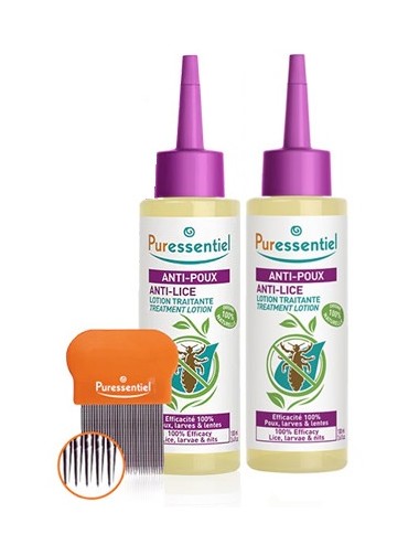 Puressentiel Anti-Poux Lotion Traitante 2x 100ml avec Peigne