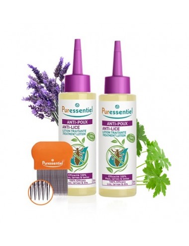 Puressentiel Anti-Poux Lotion Traitante 2x 100ml avec Peigne