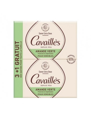 Rogé Cavaillès Savon Extra-Doux Amande Verte 250g x3 + 1 Offert