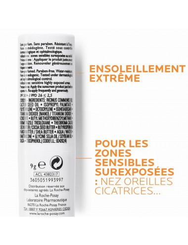 La Roche Posay Anthelios Crème Solaire en Stick Zones Sensibles Visage SPF50+ Sans Parfum 9g