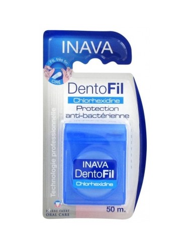 Inava Dentofil Chlorhexidine - Fil Dentaire Antibactérien 50m