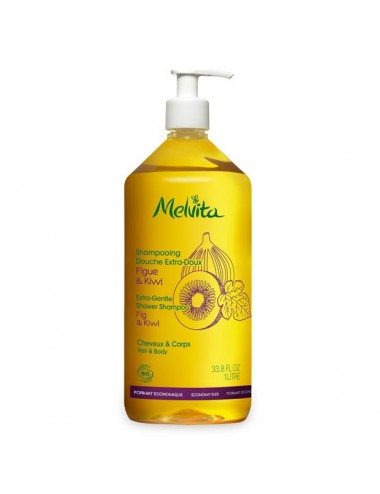 Melvita Shampoing Douche Extra-Doux Figue et Kiwi 1 Litre