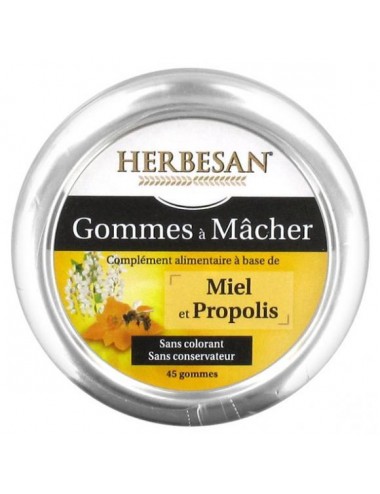 Herbesan Gommes à Mâcher Miel Propolis 45 Gommes