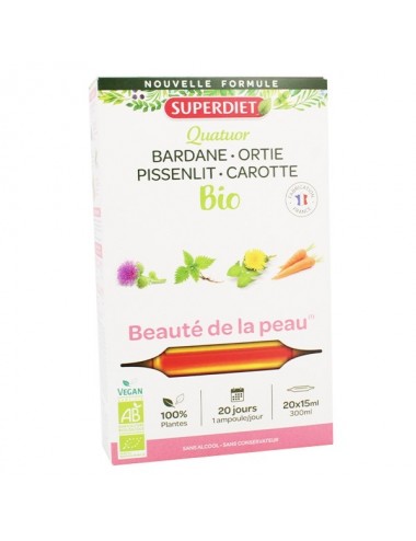 Superdiet Quatuor Beauté de la Peau Bio 20 ampoules