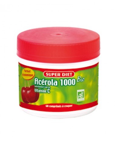 Super Diet acérola 1000 vitamine C bio maxi pot 60 comprimés