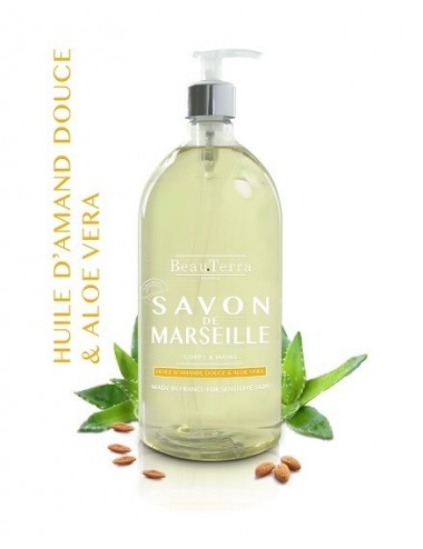 BeauTerra Savon de Marseille Huile d'Amande Douce / Aloe Vera 1 L