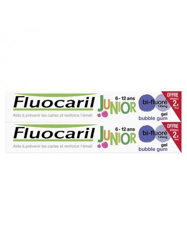 Fluocaril Junior 6-12 ans Dentifrice Gel Bubble Lot de 2 x 75ml