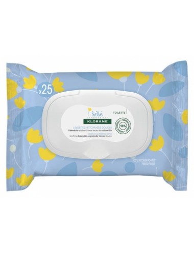 Klorane Bébé 25 Lingettes Nettoyantes Douces