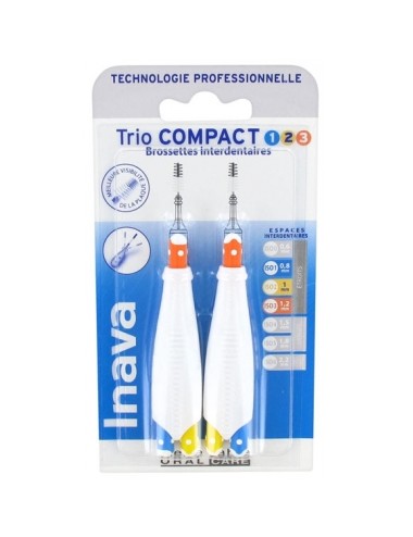 Inava Trio Compact 6 Brossettes Interdentaires ISO1/2/3 0,8 à 1,2 mm