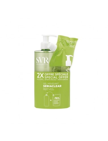 SVR Sebiaclear Recharge 400ml + Gel Moussant Nettoyant Anti-imperfections 400ml