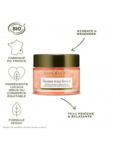 Sanoflore Rosa fresca Baume de rosée hydratation intense et régénération nuit 50ml