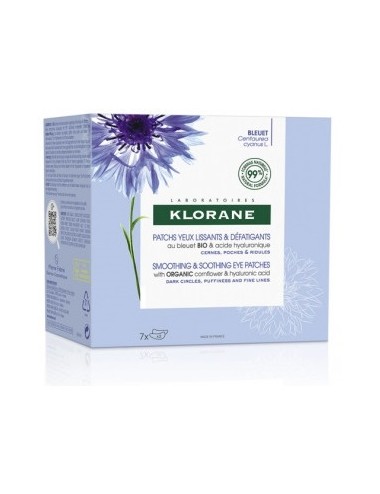 Klorane Patchs Yeux Lissants et Défatigants au Bleuet Bio 7 Sachets de 2 Patchs