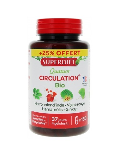 Super Diet Quatuor Bio Circulation 120 Gélules + 30 Gélules Offertes