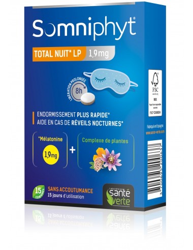 Santé Verte Somniphyt Total Nuit LP 1,9 mg - 15 Comprimés