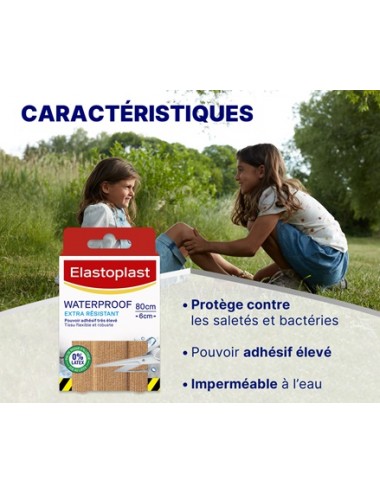 Elastoplast Pansements Waterproof Extra Résistants - 8 Bandes à découper 10 x 6cm 