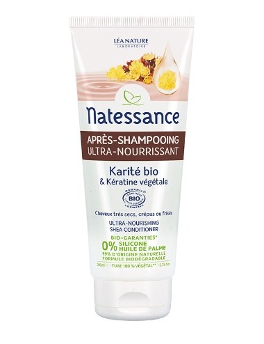 Natessance Après-Shampoing Ultra Nourrissant Karité Bio et Kératine Végétale 200ml 