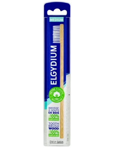 Elgydium Brosse à Dents Éco-Responsable en Bois - Medium