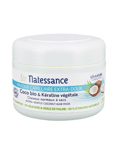 Natessance Masque Capillaire Extra-Doux Coco Bio et Kératine Végétale 200ml
