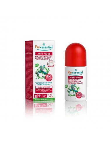 Puressentiel Antipique Roller Répulsif Visage & Corps aux Huiles Essentielles Bio 30ml