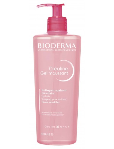 Bioderma Créaline Gel moussant Nettoyant Apaisant micellaire Visage et Yeux peaux sensibles 500ml