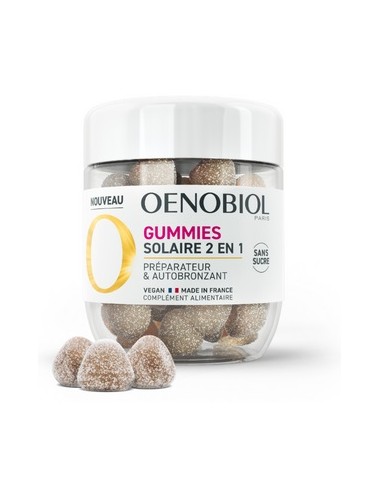 Oenobiol Gummies Solaire 2en1 Préparateur et Autobronzant 60 Gummies