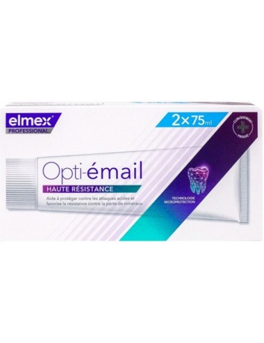 Elmex Dentifrice Opti-émail Professional Haute Résistance Lot de 2 x 75 ml
